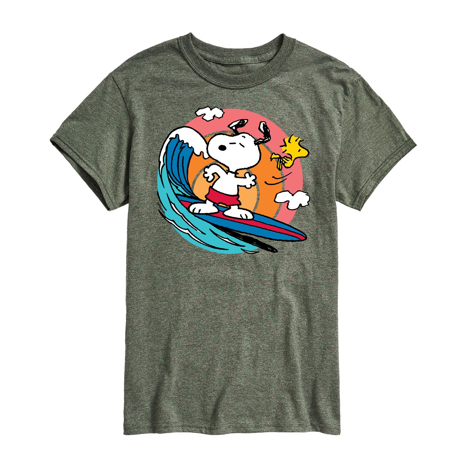 Surf Sun Mens Crew Neck Short Sleeve Regular Fit Peanuts Snoopy Graphic T-Shirt