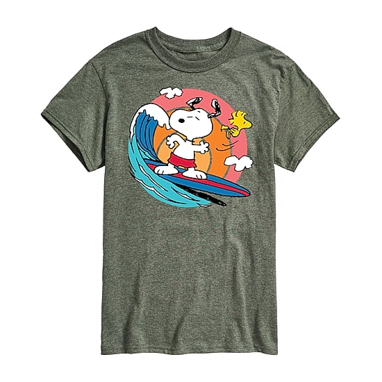 Surf Sun Mens Crew Neck Short Sleeve Regular Fit Peanuts Snoopy Graphic T-Shirt