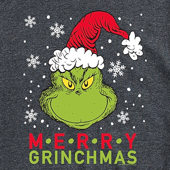 Merry Grinchmas Santa Mens Crew Neck Short Sleeve Regular Fit Grinch Graphic T-Shirt