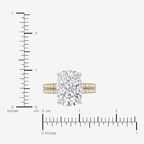 Signature By Modern Bride (F-G / Vs2-Si1) Womens 8 1/2 Ct. T.W. Lab Grown White Diamond 14K Gold Cushion Side Stone Engagement Ring