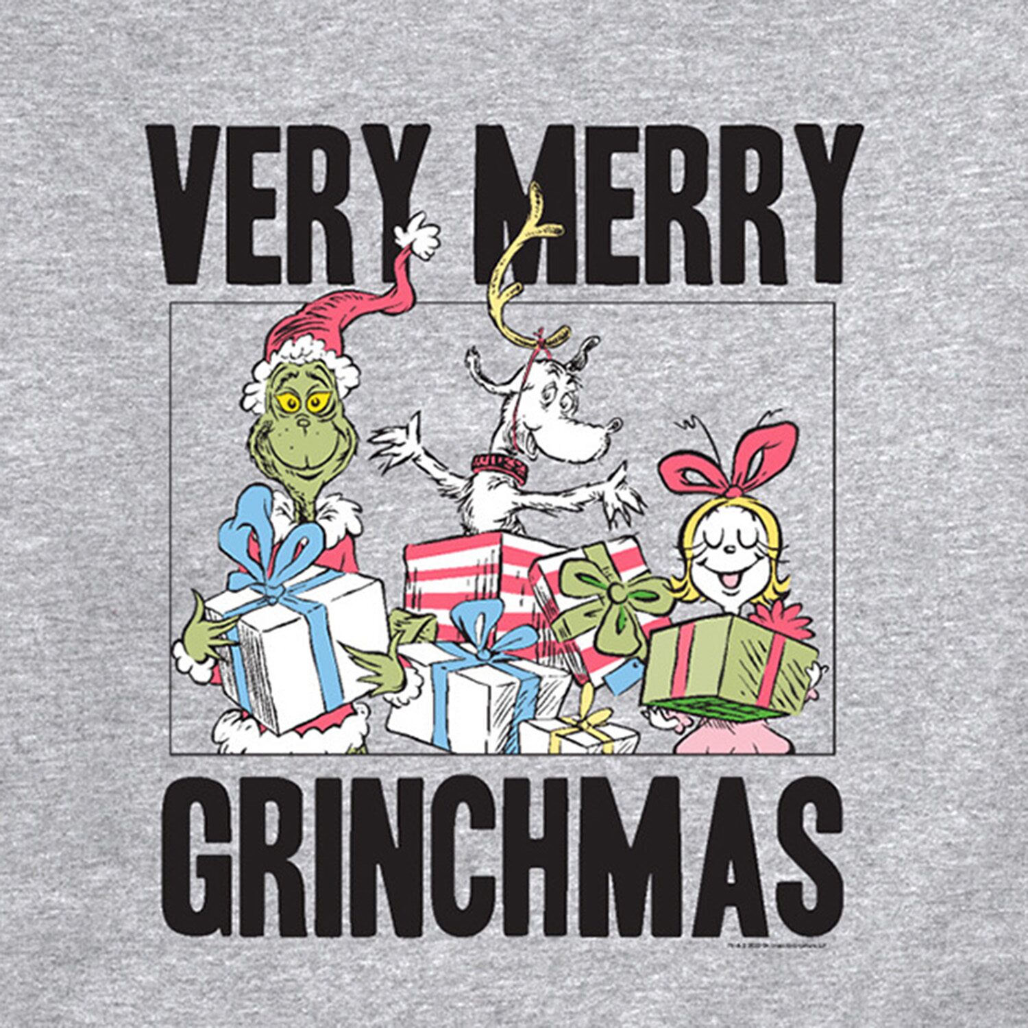 Very Merry Grinchmas Presents Mens Crew Neck Long Sleeve Regular Fit Grinch Graphic T-Shirt