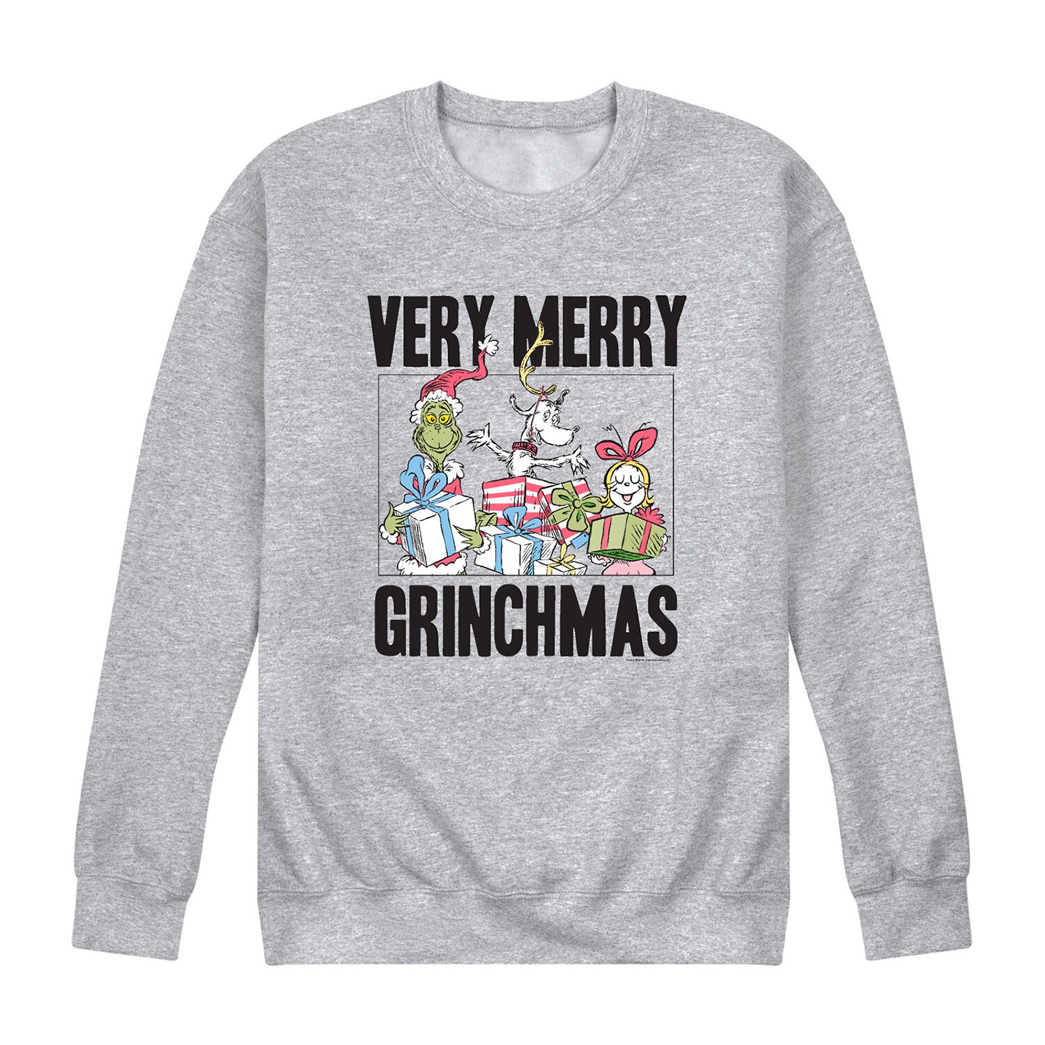 Very Merry Grinchmas Presents Mens Crew Neck Long Sleeve Regular Fit Grinch Graphic T-Shirt