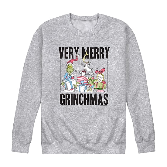 Very Merry Grinchmas Presents Mens Crew Neck Long Sleeve Grinch Sweatshirt