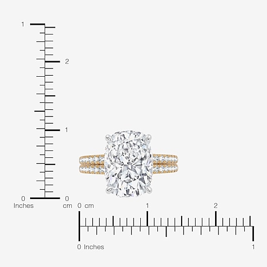 Signature By Modern Bride (F-G / Vs2-Si1) Womens 10 1/2 Ct. T.W. Lab Grown White Diamond 14K Gold Cushion Side Stone Engagement Ring