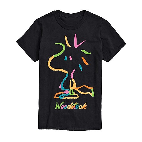 Line Art Sketch Mens Crew Neck Short Sleeve Regular Fit Peanuts Big and Tall Graphic T-Shirt, Large Tall, Black