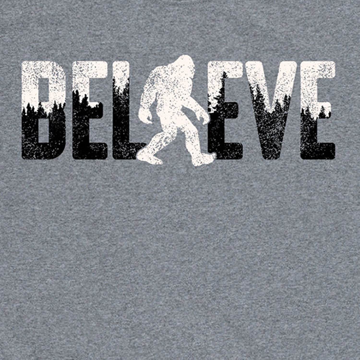 Believe Sasquatch Distressed Mens Crew Neck Short Sleeve Regular Fit Graphic T-Shirt