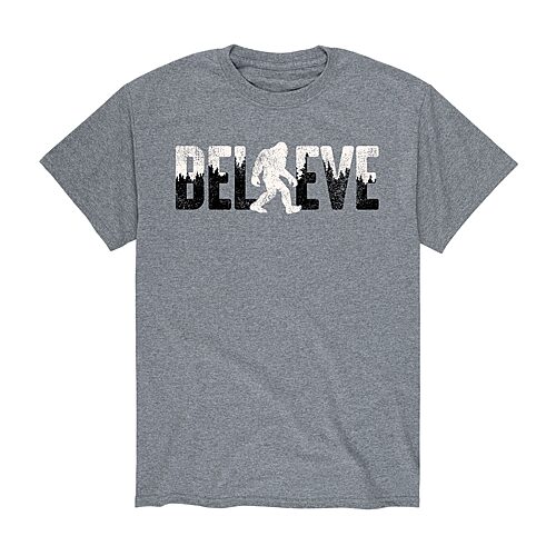 Believe Sasquatch Distressed Mens Crew Neck Short Sleeve Regular Fit Graphic T-Shirt, Xx-large, Gray