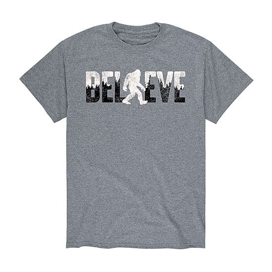 Believe Sasquatch Distressed Mens Crew Neck Short Sleeve Regular Fit Graphic T-Shirt