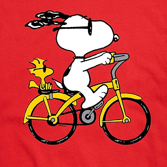 Riding Bike Mens Crew Neck Short Sleeve Regular Fit Peanuts Snoopy Big and Tall Graphic T-Shirt