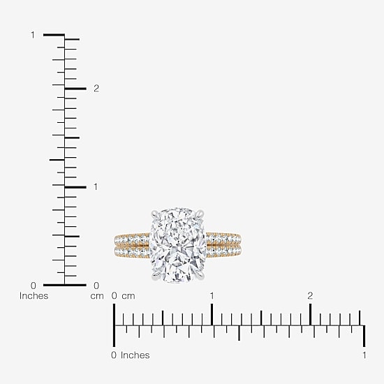 Signature By Modern Bride (F-G / Vs2-Si1) Womens 6 1/2 Ct. T.W. Lab Grown White Diamond 14K Gold Cushion Side Stone Engagement Ring