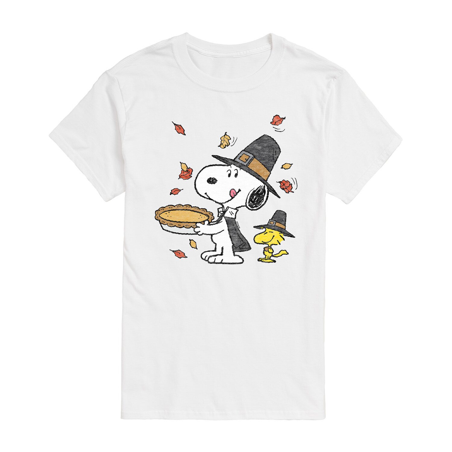 Thanksgiving Pie Mens Crew Neck Short Sleeve Regular Fit Peanuts Snoopy Big and Tall Graphic T-Shirt