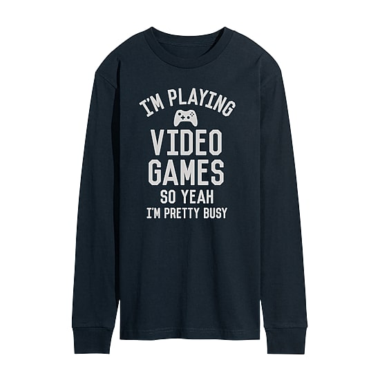 Im Playing Video Games Mens Crew Neck Long Sleeve Regular Fit Graphic T-Shirt