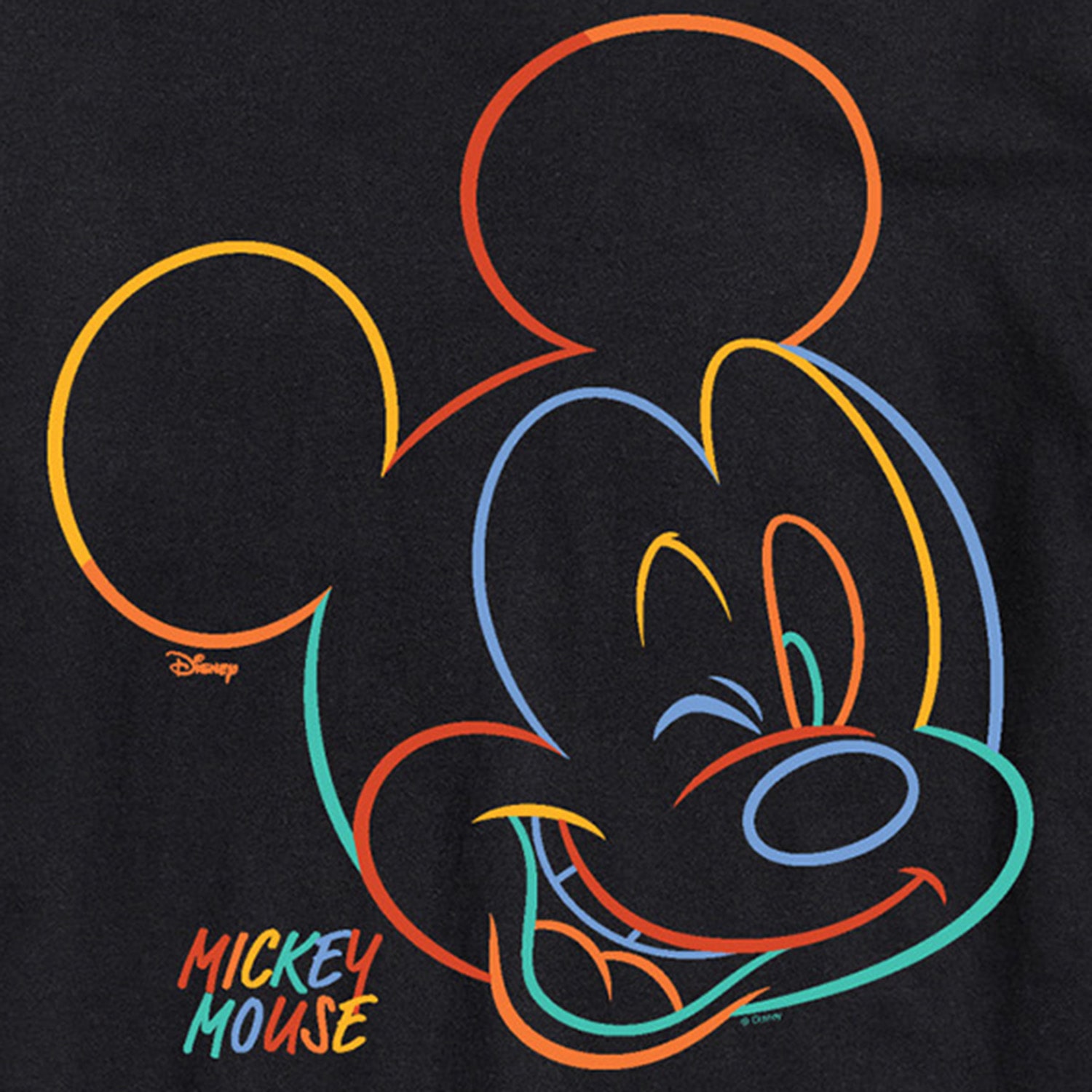 Rainbow Lineart Portrait Mens Crew Neck Short Sleeve Regular Fit Mickey Mouse Big and Tall Graphic T-Shirt
