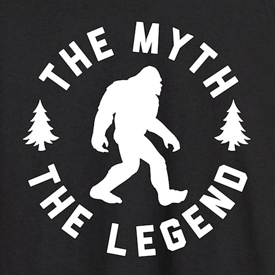The Myth The Legend Sasquatch Mens Crew Neck Long Sleeve Regular Fit Graphic T-Shirt