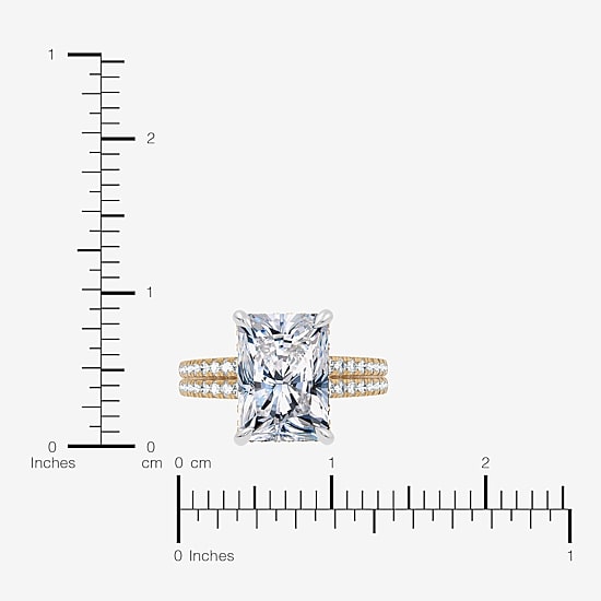 Signature By Modern Bride (F-G / Vs2-Si1) Womens 6 1/2 Ct. T.W. Lab Grown White Diamond 14K Gold Rectangular Side Stone Engagement Ring