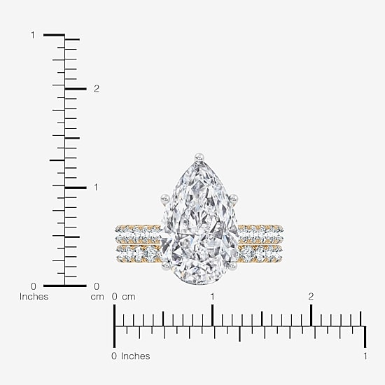 Signature By Modern Bride (F-G / Vs2-Si1) Womens 7 Ct.T.W. Lab Grown White Diamond 14K Gold Pear Side Stone Bridal Set
