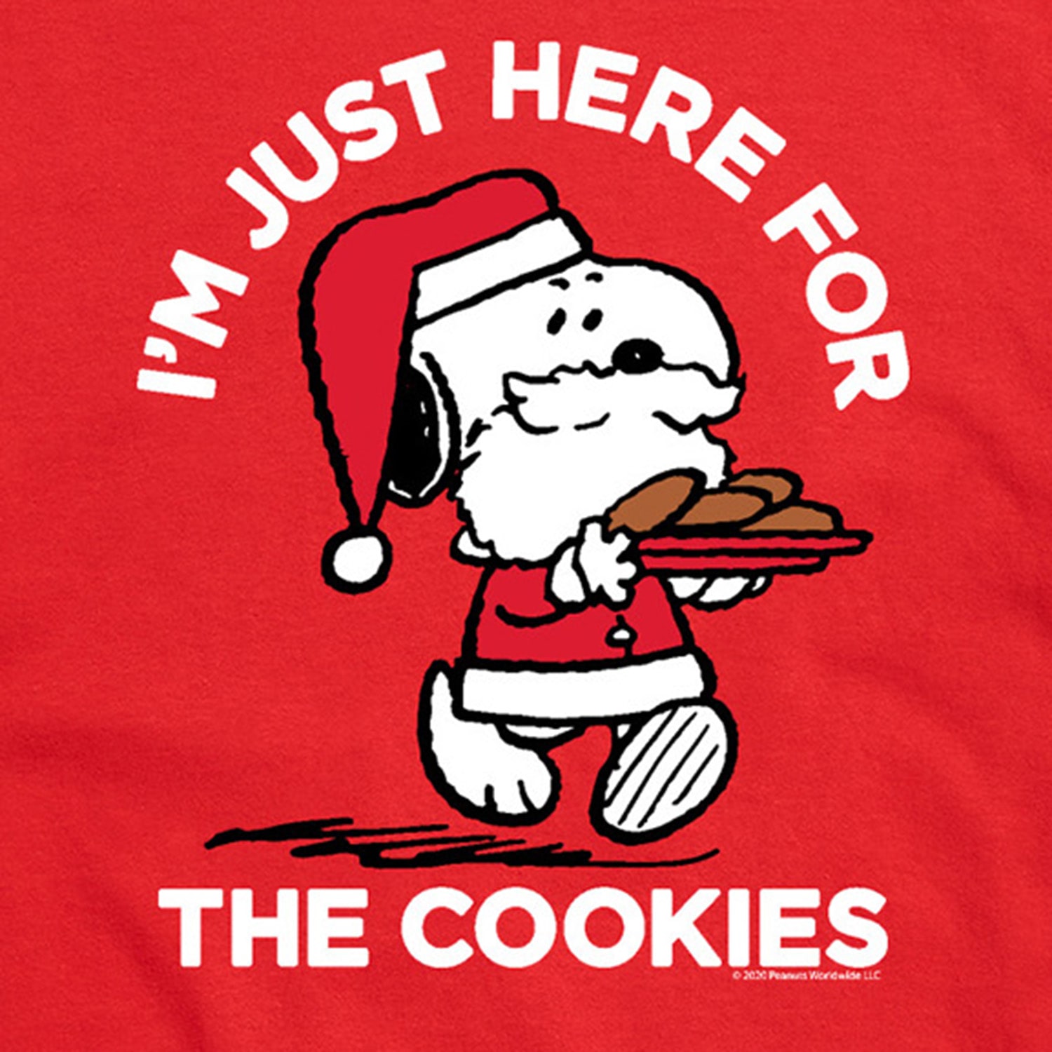 Here For The Cookies Mens Crew Neck Short Sleeve Regular Fit Peanuts Snoopy Graphic T-Shirt