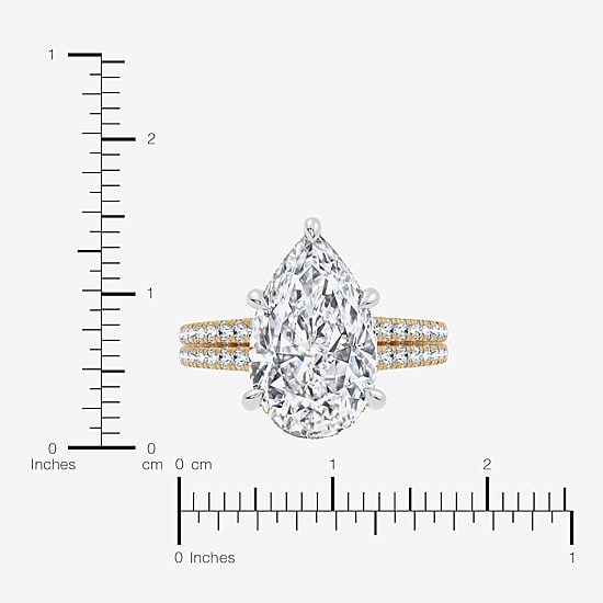 Signature By Modern Bride (F-G / Vs2-Si1) Womens 6 1/2 Ct. T.W. Lab Grown White Diamond 14K Gold Pear Side Stone Engagement Ring