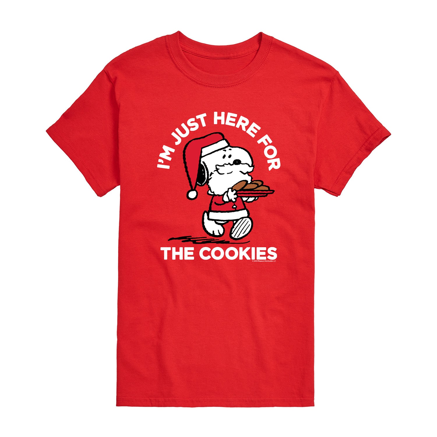 Here For The Cookies Mens Crew Neck Short Sleeve Regular Fit Peanuts Snoopy Graphic T-Shirt