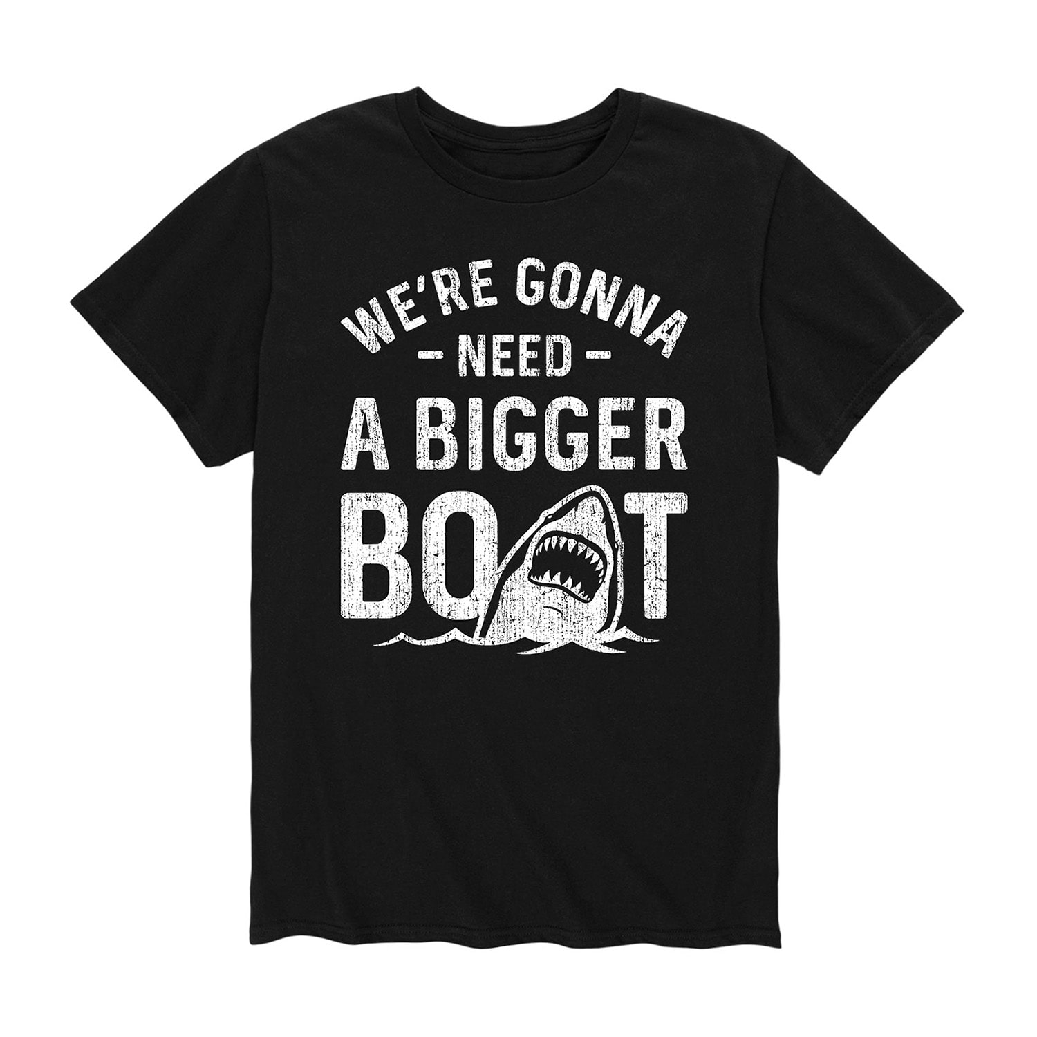 Need A Bigger Boat Shark Distressed Mens Crew Neck Short Sleeve Regular Fit Graphic T-Shirt