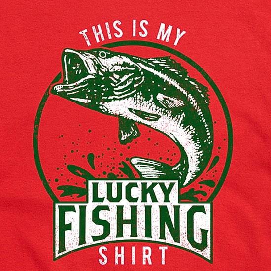 Lucky Fishing Shirt Distressed Mens Crew Neck Short Sleeve Regular Fit Graphic T-Shirt