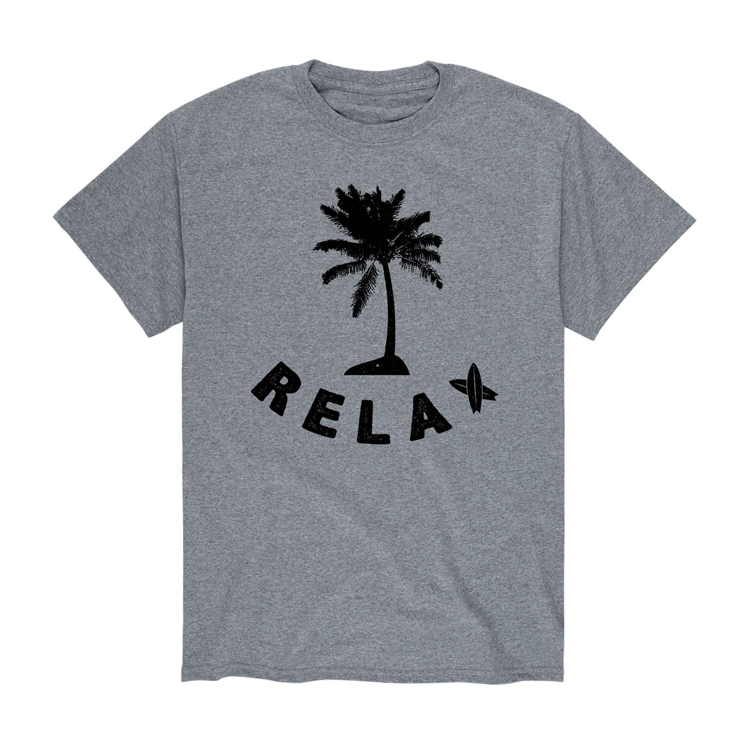Relax Palm Tree Distressed Mens Crew Neck Short Sleeve Regular Fit Graphic T-Shirt