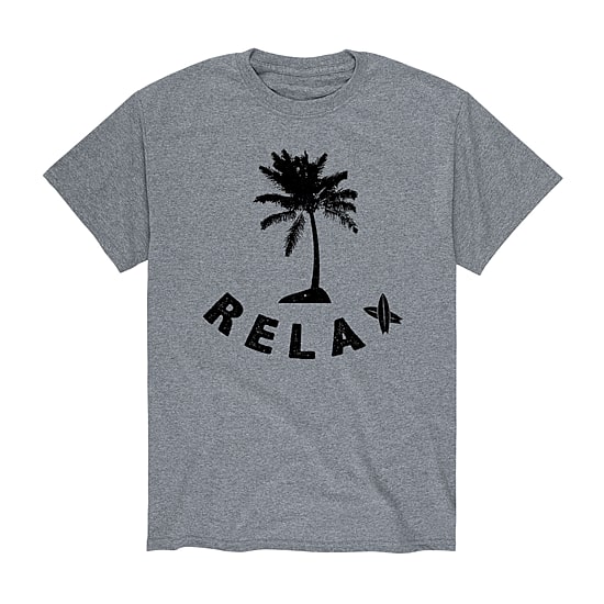 Relax Palm Tree Distressed Mens Crew Neck Short Sleeve Regular Fit Graphic T-Shirt
