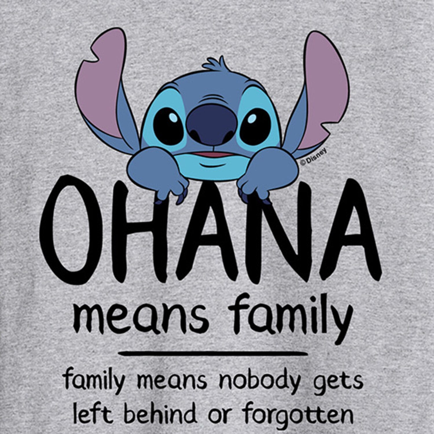 Ohana Means Family Mens Crew Neck Long Sleeve Regular Fit Lilo & Stitch Graphic T-Shirt