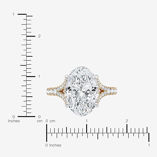 Signature By Modern Bride (F-G / Vs2-Si1) Womens 10 1/2 Ct. T.W. Lab Grown White Diamond 14K Gold Oval Side Stone Engagement Ring