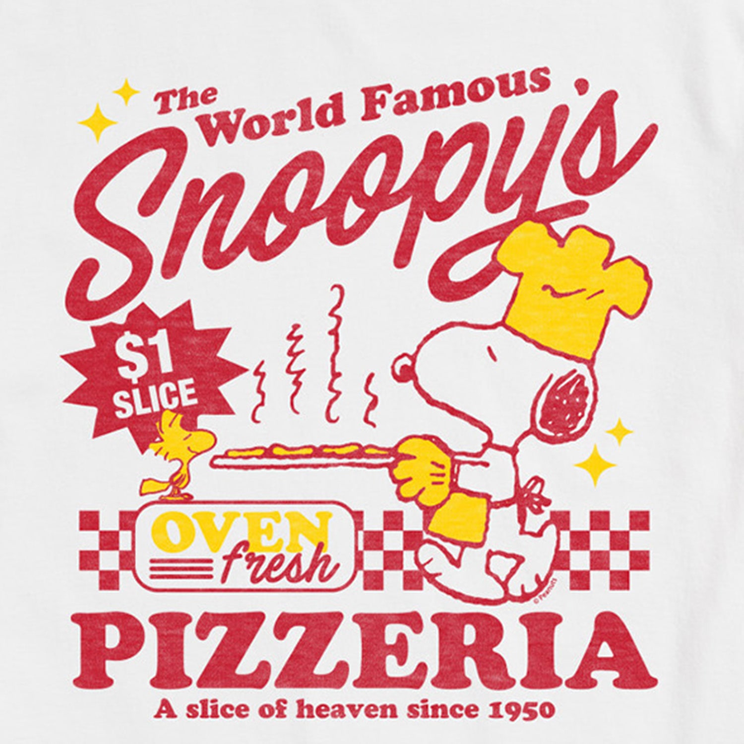 World Famous Pizzeria Distressed Mens Crew Neck Short Sleeve Regular Fit Peanuts Snoopy Big and Tall Graphic T-Shirt