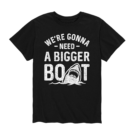 Need A Bigger Boat Shark Distressed Mens Crew Neck Short Sleeve Regular Fit Big and Tall Graphic T-Shirt