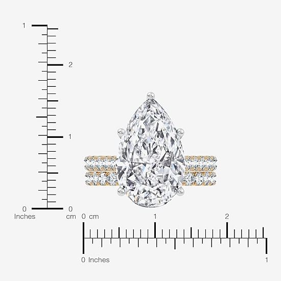 Signature By Modern Bride (F-G / Vs2-Si1) Womens 9 Ct.T.W. Lab Grown White Diamond 14K Gold Pear Side Stone Bridal Set