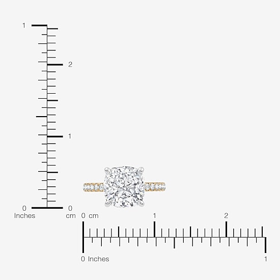 Signature By Modern Bride (F-G / Vs2-Si1) Womens 6 1/2 Ct. T.W. Lab Grown White Diamond 14K Gold Cushion Side Stone Engagement Ring