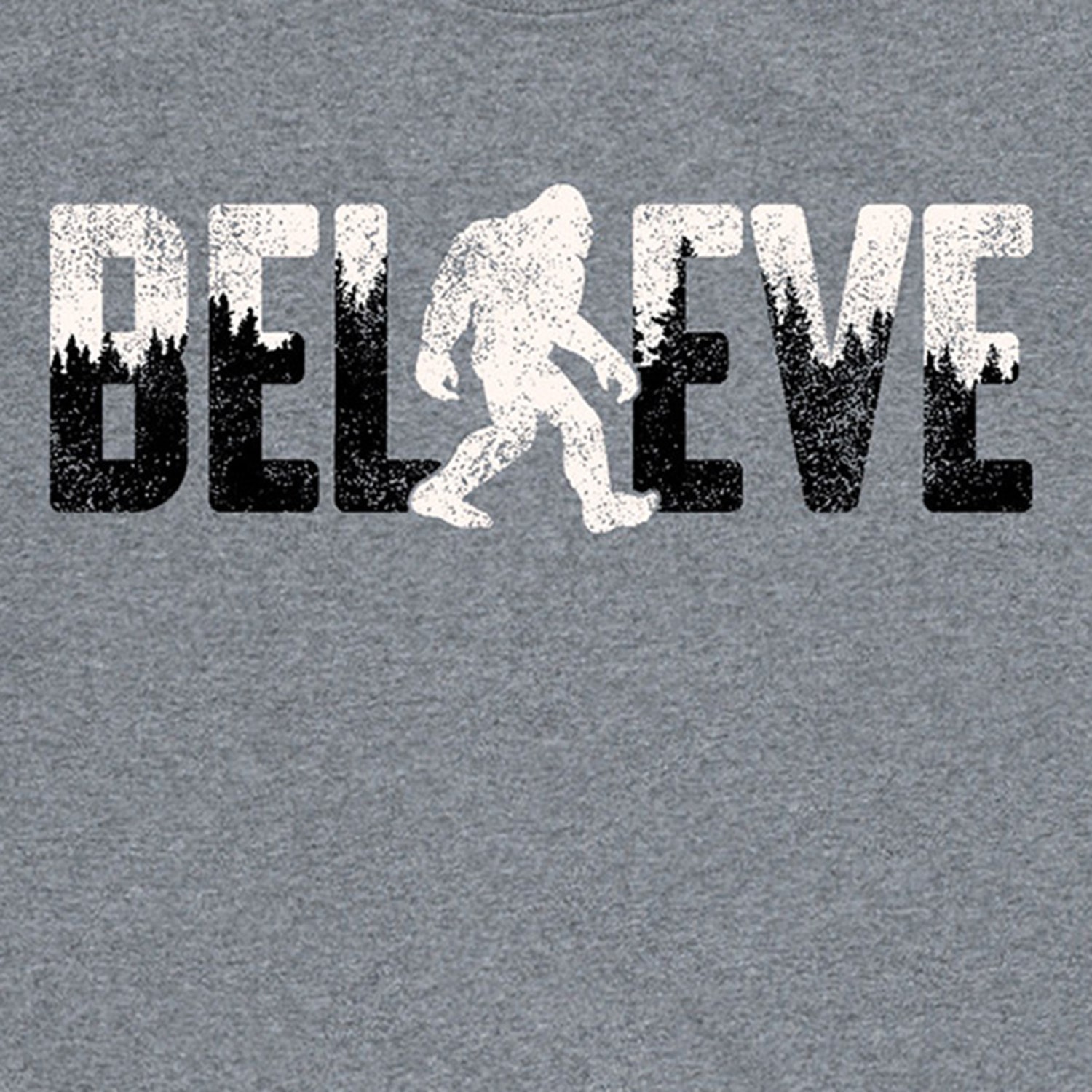 Believe Sasquatch Distressed Mens Crew Neck Short Sleeve Regular Fit Big and Tall Graphic T-Shirt