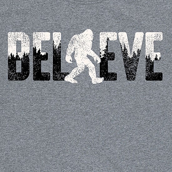 Believe Sasquatch Distressed Mens Crew Neck Short Sleeve Regular Fit Big and Tall Graphic T-Shirt