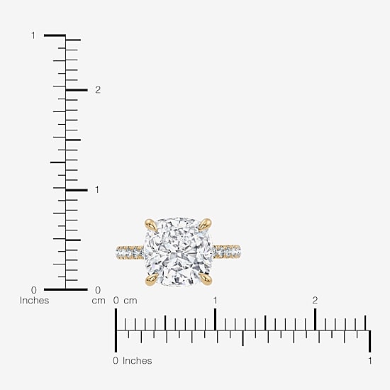Signature By Modern Bride (F-G / Vs2-Si1) Womens 10 1/2 Ct. T.W. Lab Grown White Diamond 14K Gold Cushion Side Stone Engagement Ring