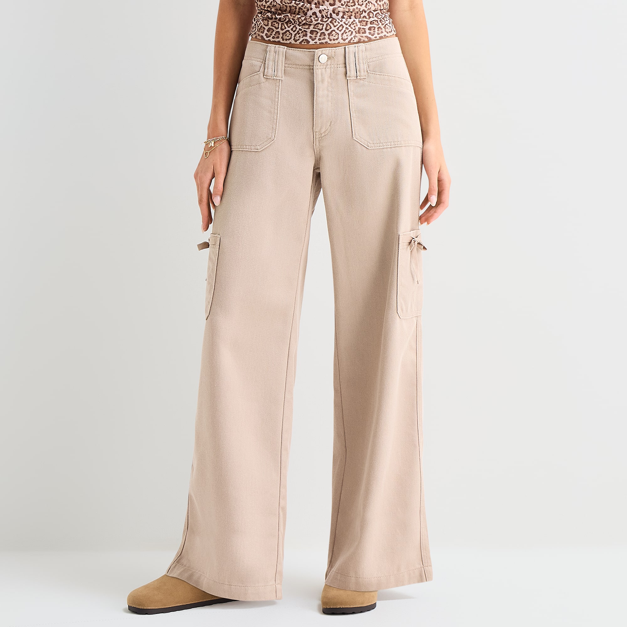 Forever 21 Womens Juniors Straight Mid Rise Cargo Pant