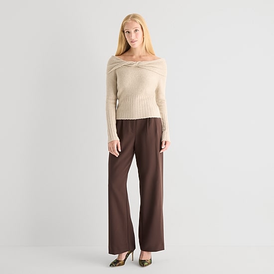 by&by Juniors Womens Crew Neck Long Sleeve Pullover Sweater