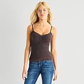 Arizona Womens Juniors Diamond Neck Sleeveless Camisole