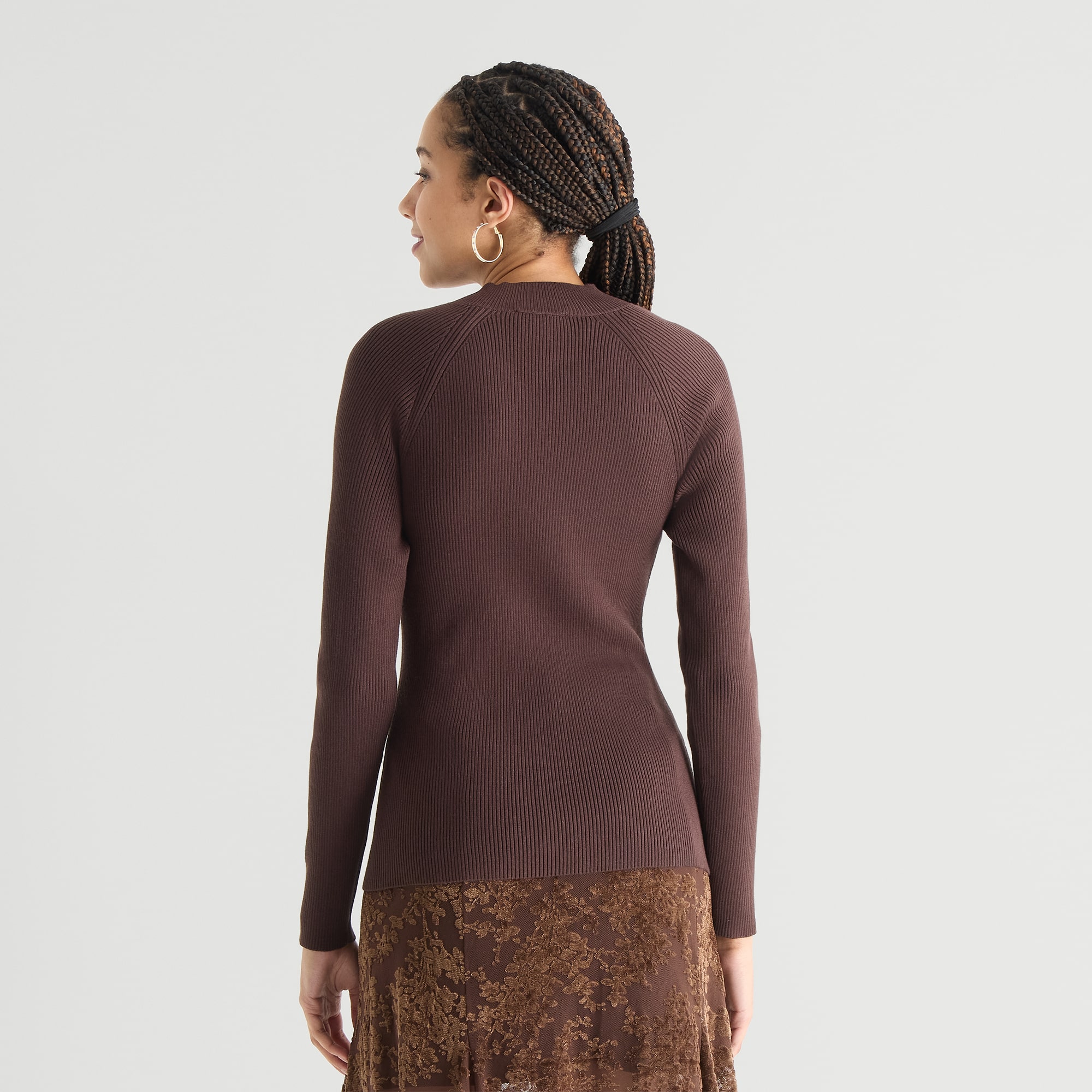 by&by Juniors Womens Mock Neck Long Sleeve Pullover Sweater