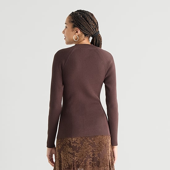 by&by Juniors Womens Mock Neck Long Sleeve Pullover Sweater