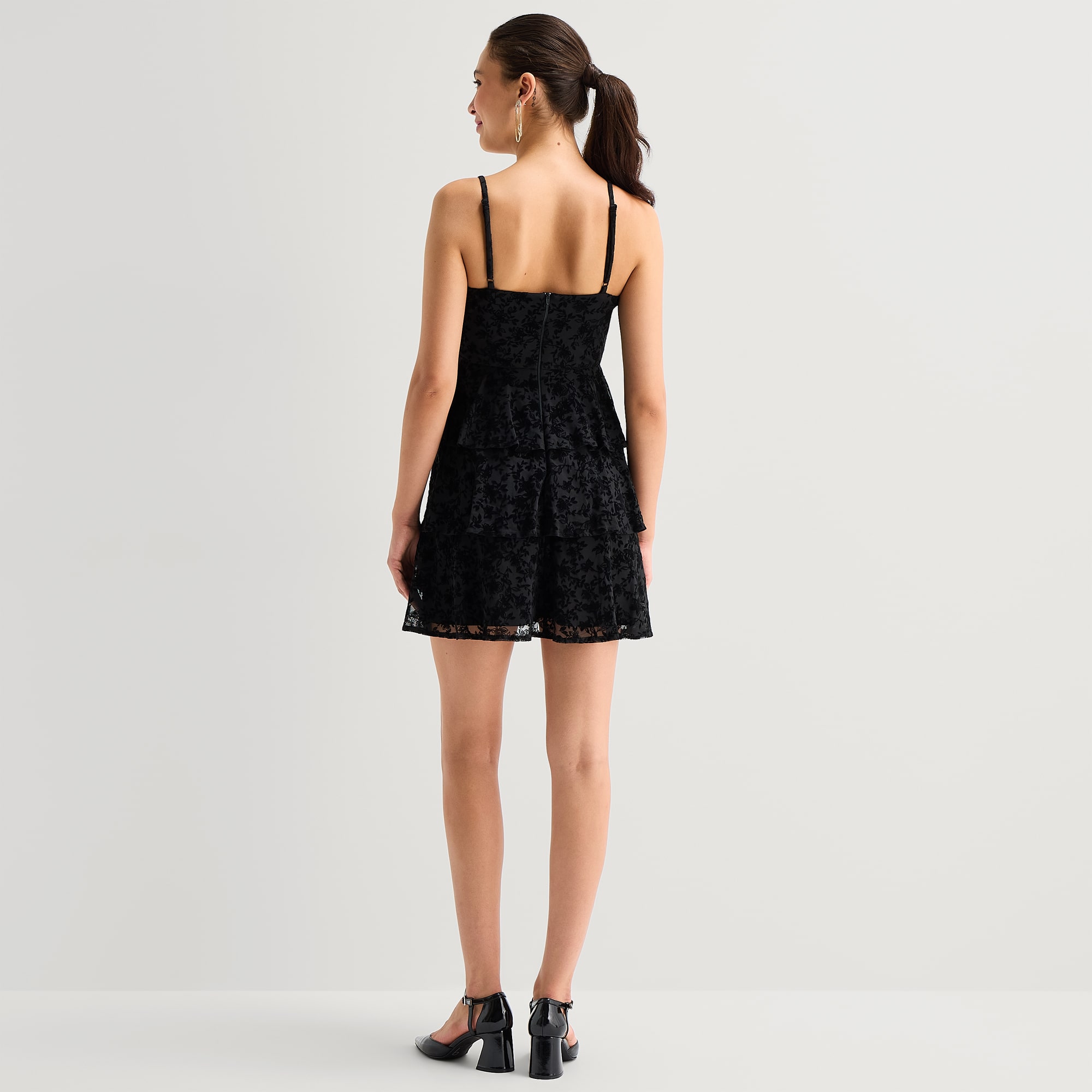 by&by Womens Juniors V Neck Sleeveless Floral Fit + Flare Dress