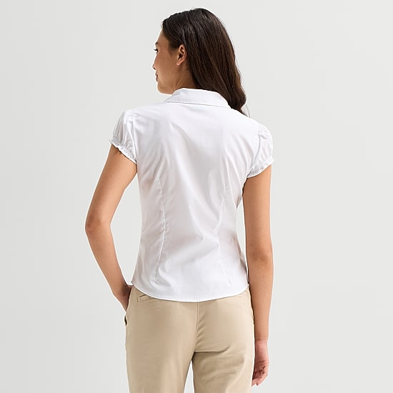 IZOD Womens Juniors Short Sleeve Blouse