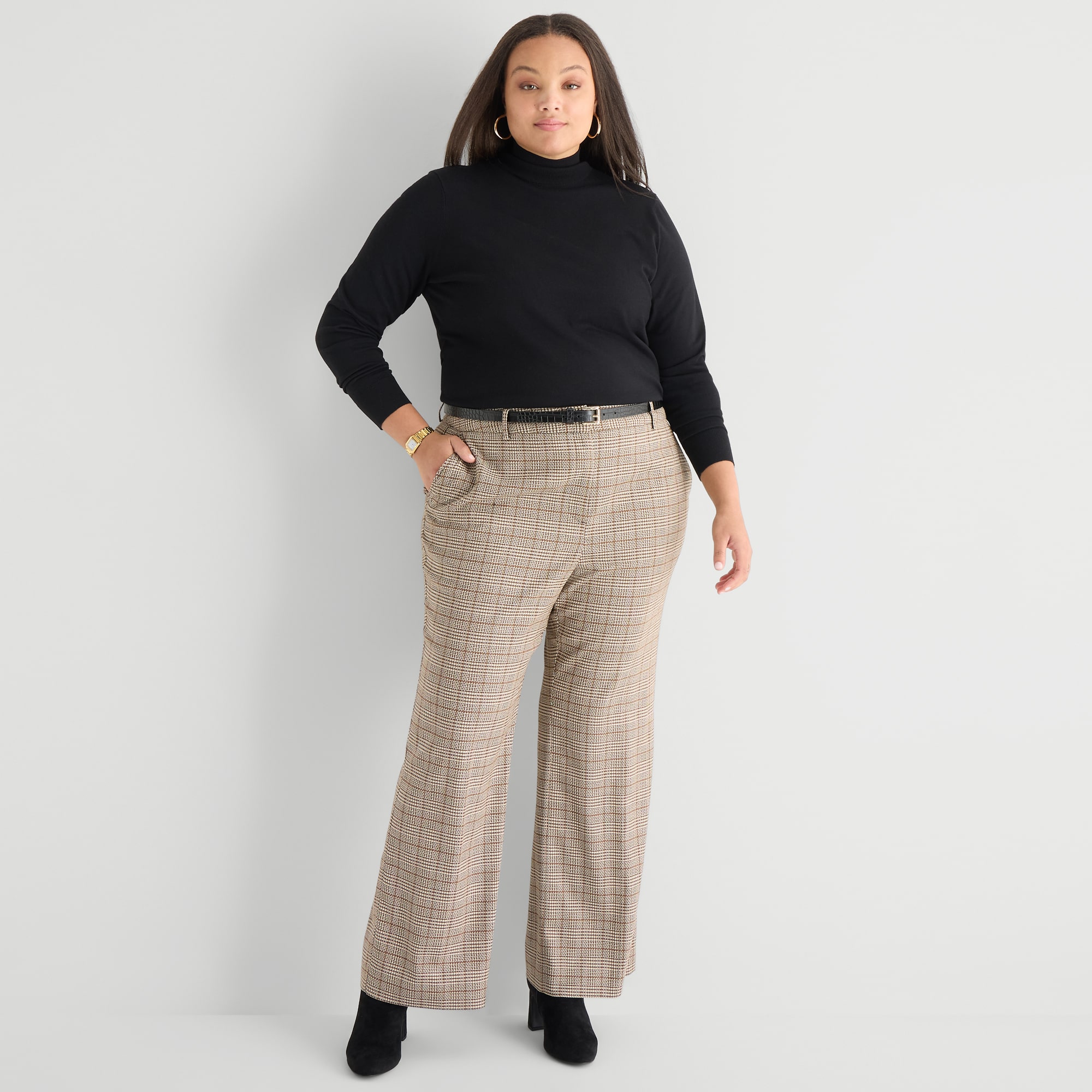 Worthington Plus Womens Turtleneck Long Sleeve Pullover Sweater