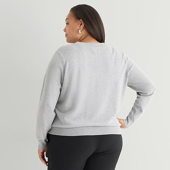 Worthington Plus Womens V Neck Long Sleeve Pullover Sweater