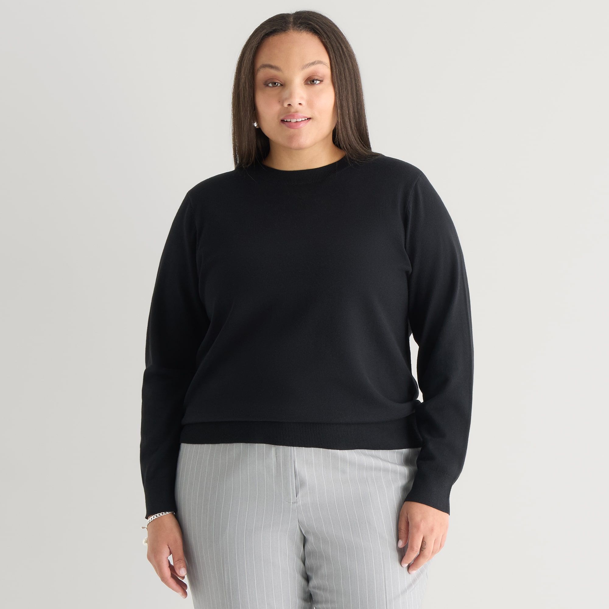 Worthington Plus Womens Crew Neck Long Sleeve Pullover Sweater
