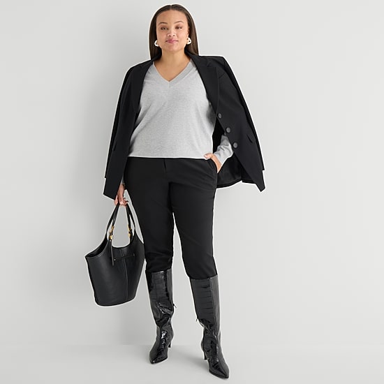 Worthington Plus Womens V Neck Long Sleeve Pullover Sweater