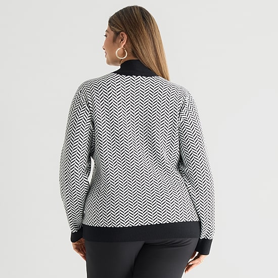 Worthington Plus Womens Mock Neck Long Sleeve Pullover Sweater