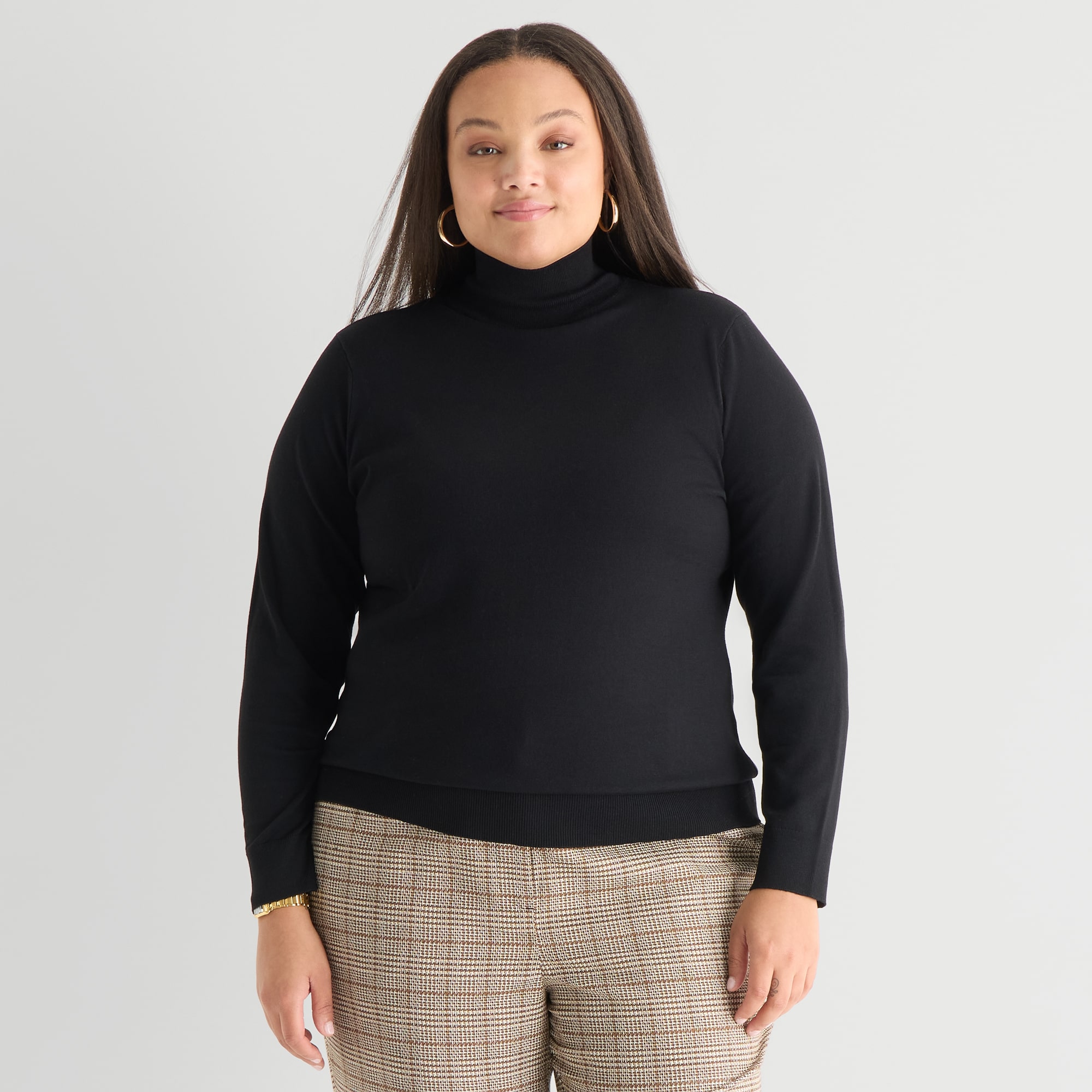 Worthington Plus Womens Turtleneck Long Sleeve Pullover Sweater