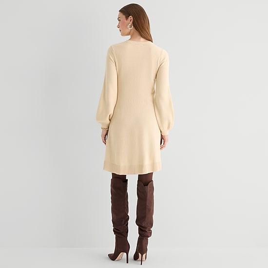 Studio 1 Womens Long Sleeve Sweater Dress